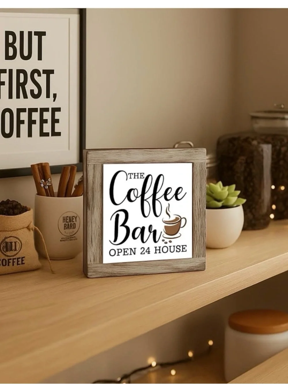 The Coffee Bar Decorative Wooden Sign - Brown